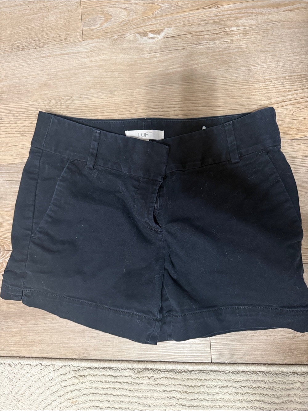 LOFT Black Cotton Blend Bermuda Shorts